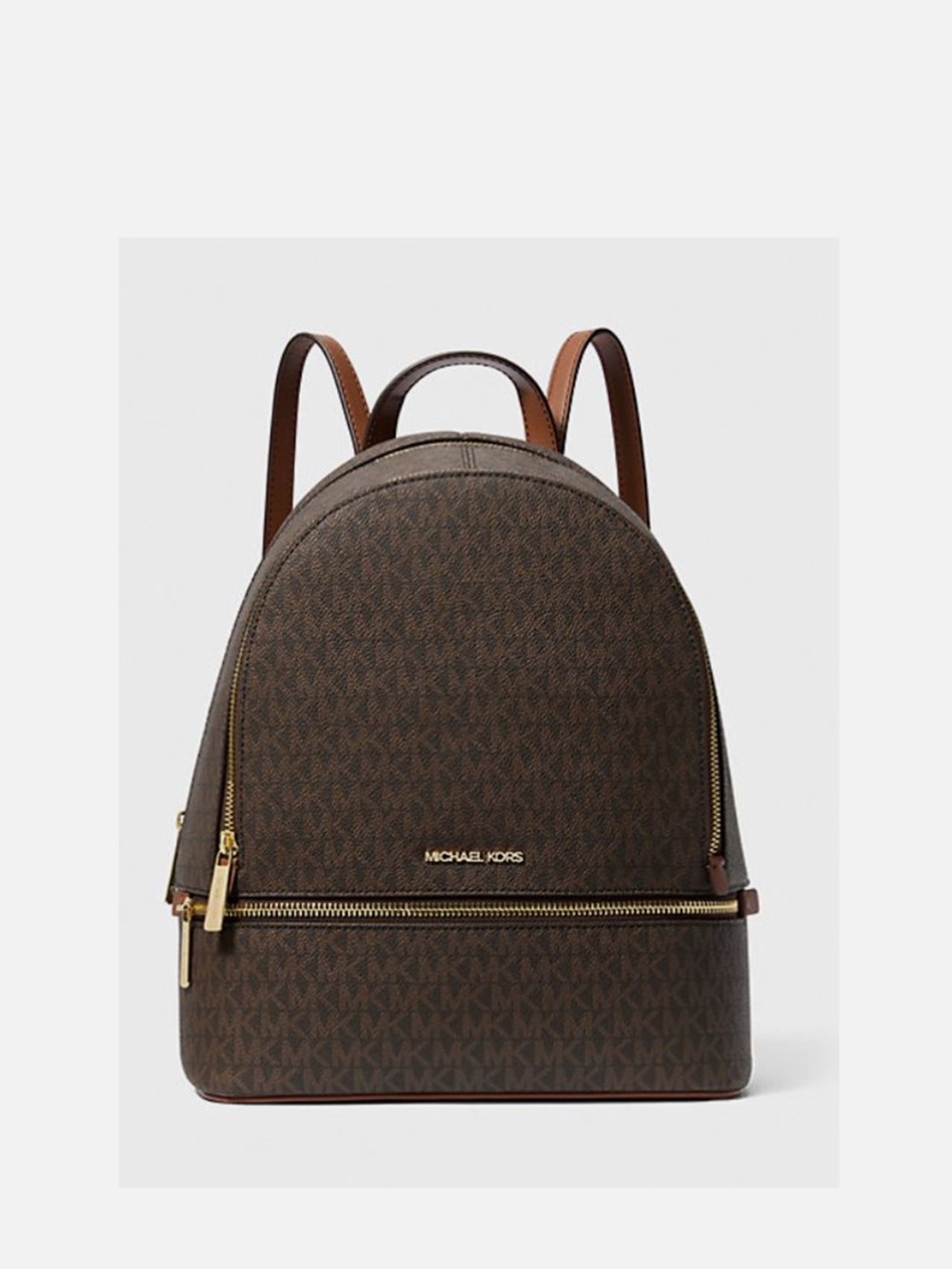 Michael Kors Rhea Medium Signature Logo Backpack (Brown)